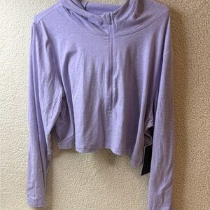 90 Degree By Reflex Women's Crop Jacket, L/S, Half Zip, Hooded, Lavender XXL NWT